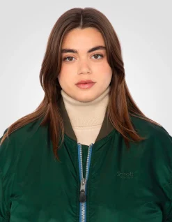 Bomber MA-1 lavé vert forêt en nylon recyclé, coupe confort, grande taille - VERT FORÊT