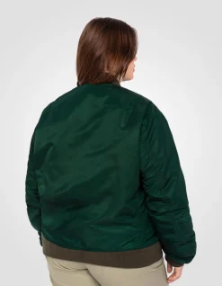 Bomber MA-1 lavé vert forêt en nylon recyclé, coupe confort, grande taille - VERT FORÊT