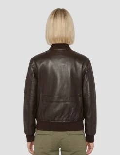 Bomber MA-1 marron, cuir d'agneau - MARRON