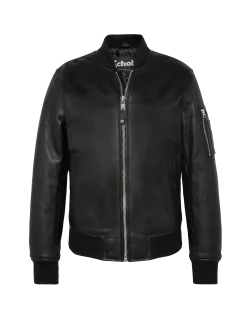 Bomber MA-1 noir, cuir d'agneau - NOIR