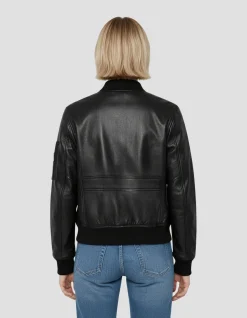 Bomber MA-1 noir, cuir d'agneau - NOIR