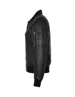 Bomber MA-1 noir, cuir d'agneau - NOIR