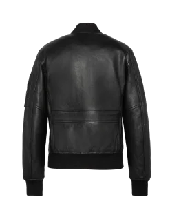 Bomber MA-1 noir, cuir d'agneau - NOIR