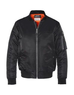 Bomber MA-1 noir en nylon recyclé, coupe ajustée - NOIR