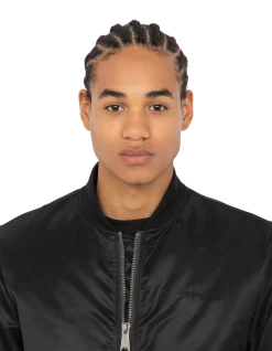 Bomber MA-1 noir en nylon recyclé, coupe ajustée - NOIR