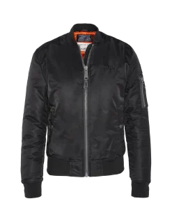 Bomber MA-1 noir en nylon recyclé, coupe ajustée - NOIR