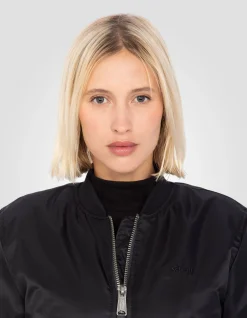 Bomber MA-1 noir en nylon recyclé, coupe ajustée - NOIR