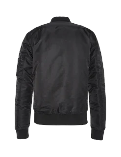 Bomber MA-1 noir en nylon recyclé, coupe ajustée - NOIR