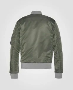 Bomber MA-1 sage kaki en nylon recyclé, coupe ajustée - SAGE KAKI