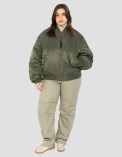 Bomber MA-1 90's army kaki en nylon recyclé, coupe oversize, grande taille - ARMY KAKI