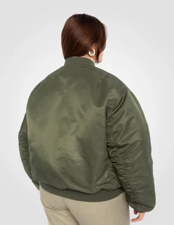 Bomber MA-1 90's army kaki en nylon recyclé, coupe oversize, grande taille - ARMY KAKI