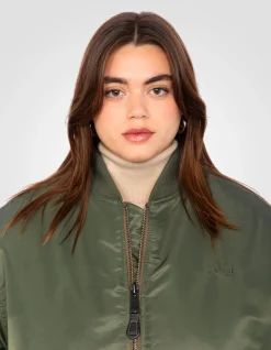 Bomber MA-1 90's army kaki en nylon recyclé, coupe oversize, grande taille - ARMY KAKI
