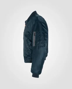Bomber MA-1 90's bleu marine en nylon recyclé, coupe courte et confort, grande taille - MARINE