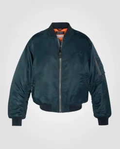 Bomber MA-1 90's bleu marine en nylon recyclé, coupe oversize - MARINE