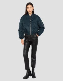 Bomber MA-1 90's bleu marine en nylon recyclé, coupe courte et confort - MARINE