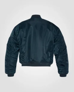 Bomber MA-1 90's bleu marine en nylon recyclé, coupe courte et confort - MARINE