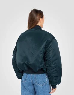 Bomber MA-1 90's bleu marine en nylon recyclé, coupe oversize - MARINE