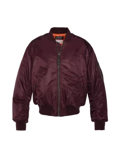 Bomber MA-1 90's bordeaux foncé en nylon recyclé, coupe oversize, grande taille - BORDEAUX FONCÉ