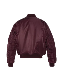 Bomber MA-1 90's bordeaux foncé en nylon recyclé, coupe oversize, grande taille - BORDEAUX FONCÉ