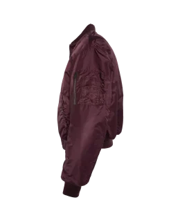 Bomber MA-1 90's bordeaux foncé en nylon recyclé, coupe oversize, grande taille - BORDEAUX FONCÉ