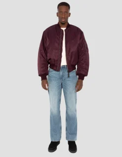 Bomber MA-1 90's bordeaux foncé en nylon recyclé, coupe oversize - BORDEAUX FONCÉ