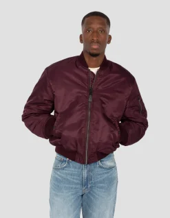 Bomber MA-1 90's bordeaux foncé en nylon recyclé, coupe oversize - BORDEAUX FONCÉ