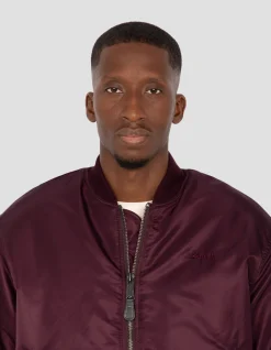 Bomber MA-1 90's bordeaux foncé en nylon recyclé, coupe oversize - BORDEAUX FONCÉ