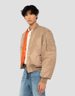 Bomber MA-1 90's désert en nylon recyclé, coupe oversize - DÉSERT