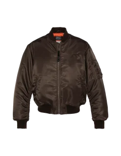 Bomber MA-1 90's marron foncé en nylon recyclé, coupe oversize - MARRON FONCÉ