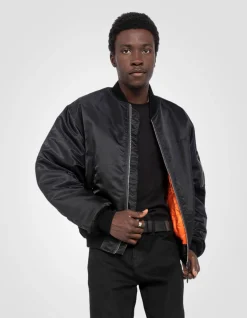 Bomber MA-1 90's noir en nylon recyclé, coupe oversize - NOIR