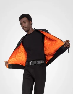 Bomber MA-1 90's noir en nylon recyclé, coupe oversize - NOIR