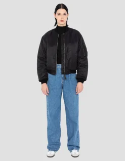 Bomber MA-1 90's noir en nylon recyclé, coupe courte et confort - NOIR