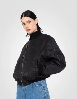 Bomber MA-1 90's noir en nylon recyclé, coupe courte et confort - NOIR