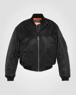 Bomber MA-1 90's noir en nylon recyclé, coupe courte et confort, grande taille - NOIR