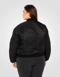Bomber MA-1 90's noir en nylon recyclé, coupe courte et confort, grande taille - NOIR