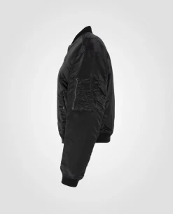 Bomber MA-1 90's noir en nylon recyclé, coupe courte et confort, grande taille - NOIR