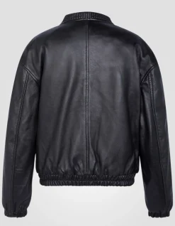 Bomber noir, cuir d'agneau lavé - NOIR