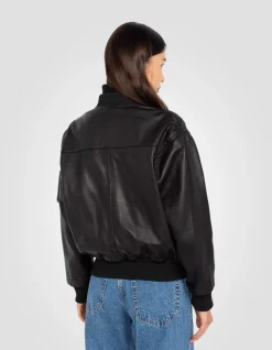 Bomber noir, cuir d'agneau - NOIR