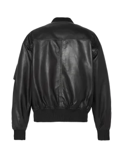 Bomber noir, cuir d'agneau - NOIR