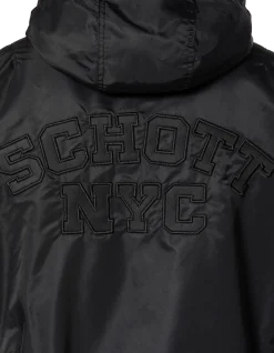 Bomber noir lavé à capuche en nylon recyclé - NOIR