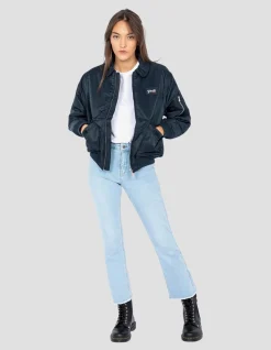 Bomber pilote CWU bleu marine en nylon recyclé, coupe confort - MARINE