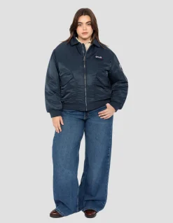 Bomber pilote CWU bleu marine en nylon recyclé, coupe confort, grande taille - MARINE