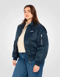 Bomber pilote CWU bleu marine en nylon recyclé, coupe confort, grande taille - MARINE