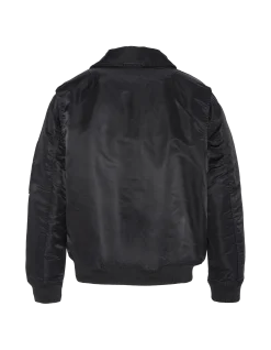 Bomber pilote CWU noir en nylon recyclé, coupe confort, grande taille - NOIR