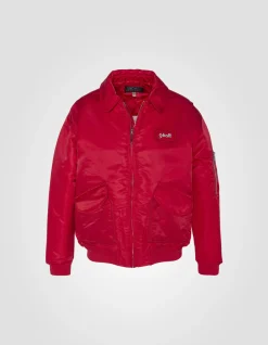 Bomber pilote CWU rouge en nylon recyclé, coupe confort - ROUGE