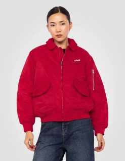 Bomber pilote CWU rouge en nylon recyclé, coupe confort - ROUGE