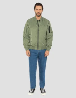 Bomber sage kaki léger déperlant effet froissé - SAGE KAKI