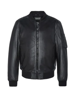 Bomber type MA-1 noir, cuir d'agneau - NOIR