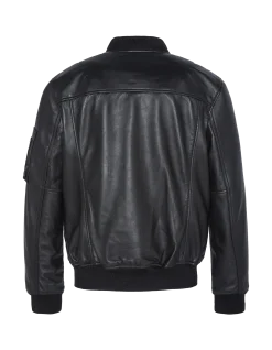 Bomber type MA-1 noir, cuir d'agneau - NOIR