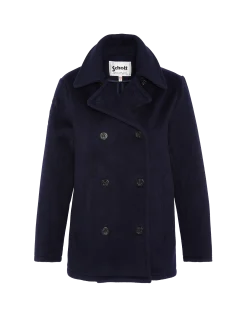 Caban bleu marine en laine non doublé - MARINE
